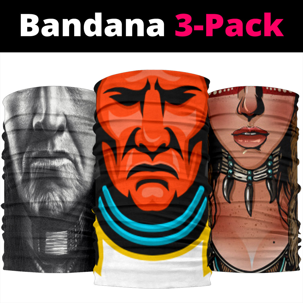 Chief Design 3D Native American Bandana 3-Pack New