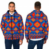 Powwow StoreGBNAT00520  Red & Yellow Geometric Men's Padded Hooded Jacket