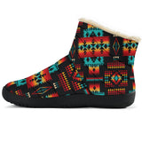 GB-NAT00046-02 Black Native Tribes Pattern Native American  Cozy Winter Boots