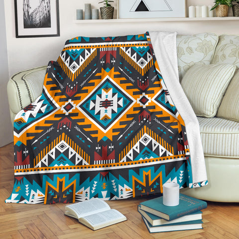 Powwow Store gb nat00406 yellow aztec geometric blanket