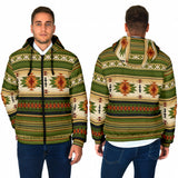 Powwow StoreGBNAT0055903 Green Native Men's Padded Hooded Jacket