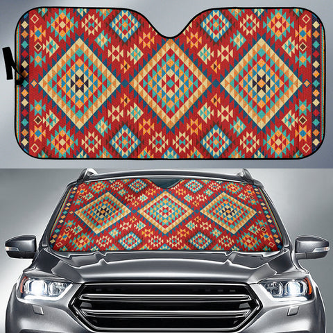 Powwow Store gb nat00371 geometric red green pattern auto sun shades