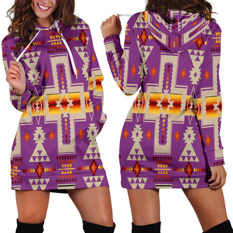 Powwow Store gb nat00062 07 light purple tribe design native american hoodie dress