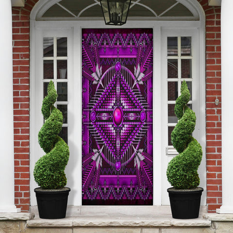 GB-NAT00023-05 Naumaddic Arts Purple Native American Door Sock