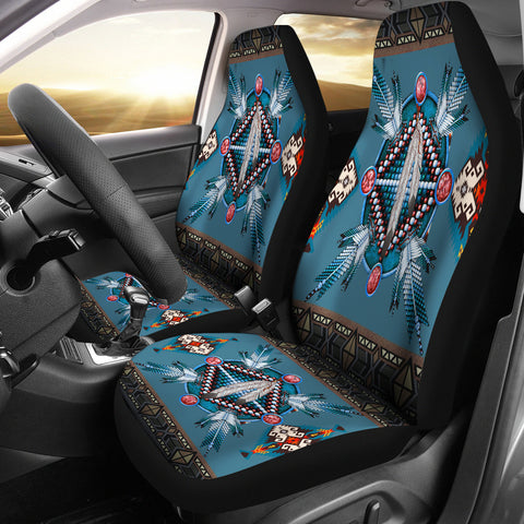 Powwow StoreCSA00013 Blue Mandala Feather Car Seat Cover