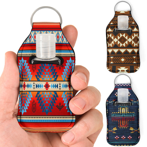Native Pattern Sanitizer Bottle Keychains SET 6