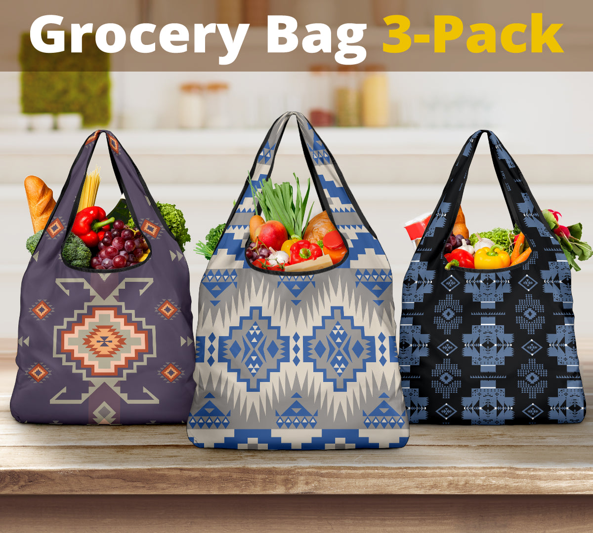 Powwow StorePattern Grocery Bag 3Pack SET 40