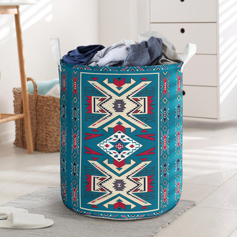 Powwow Store gb nat0003 blue pink pattern laundry basket