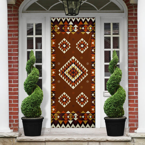 GB-NAT00415-02 Ethnic Geometric Brown Pattern Door Sock