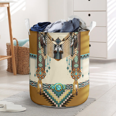 Powwow Store gb nat00059 brown pattern breastplate laundry basket