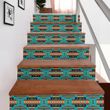 GB-NAT00046-01 Blue Native Tribes Pattern Native American Stair Sticker (Set of 6)
