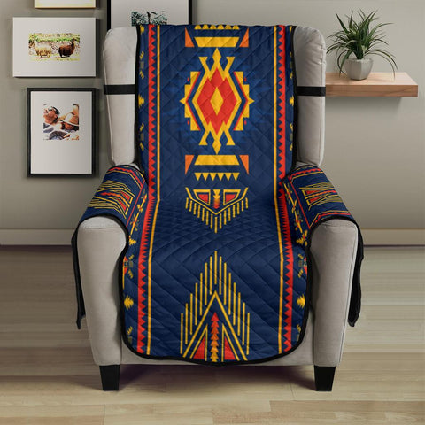 Blue Ethnic Pattern Native American 23" Chair Sofa Protector - ProudThunderbird