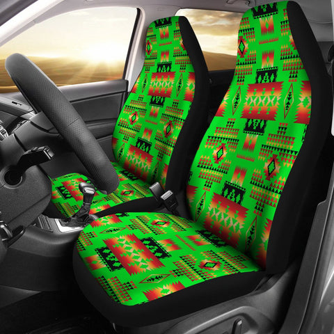 Green Neon Tribal Native American Car Seat Covers