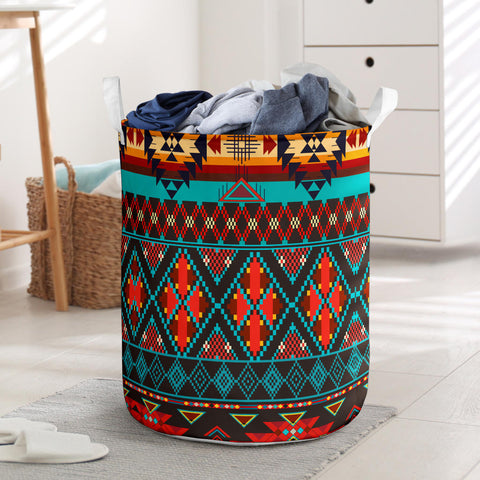 Powwow Store gb nat00112 dark brown red pattern laundry basket