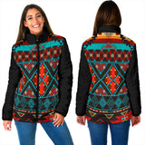 Powwow StoreGBNAT00112 Dark Brown Red Pattern Women's Padded Jacket new