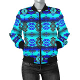 Powwow StoreGBNAT00625 Sovereign Nation Midnight Flat Women's Bomber Jacket