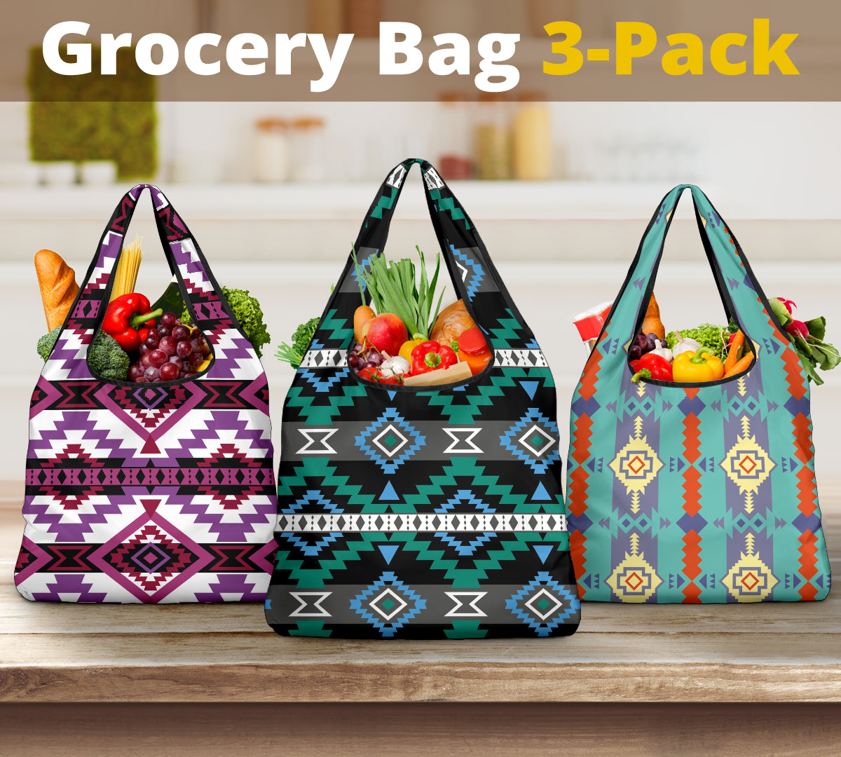 Powwow StorePattern Grocery Bag 3Pack SET 53