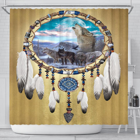Wolf Dreamcatcher Native American Shower Curtain