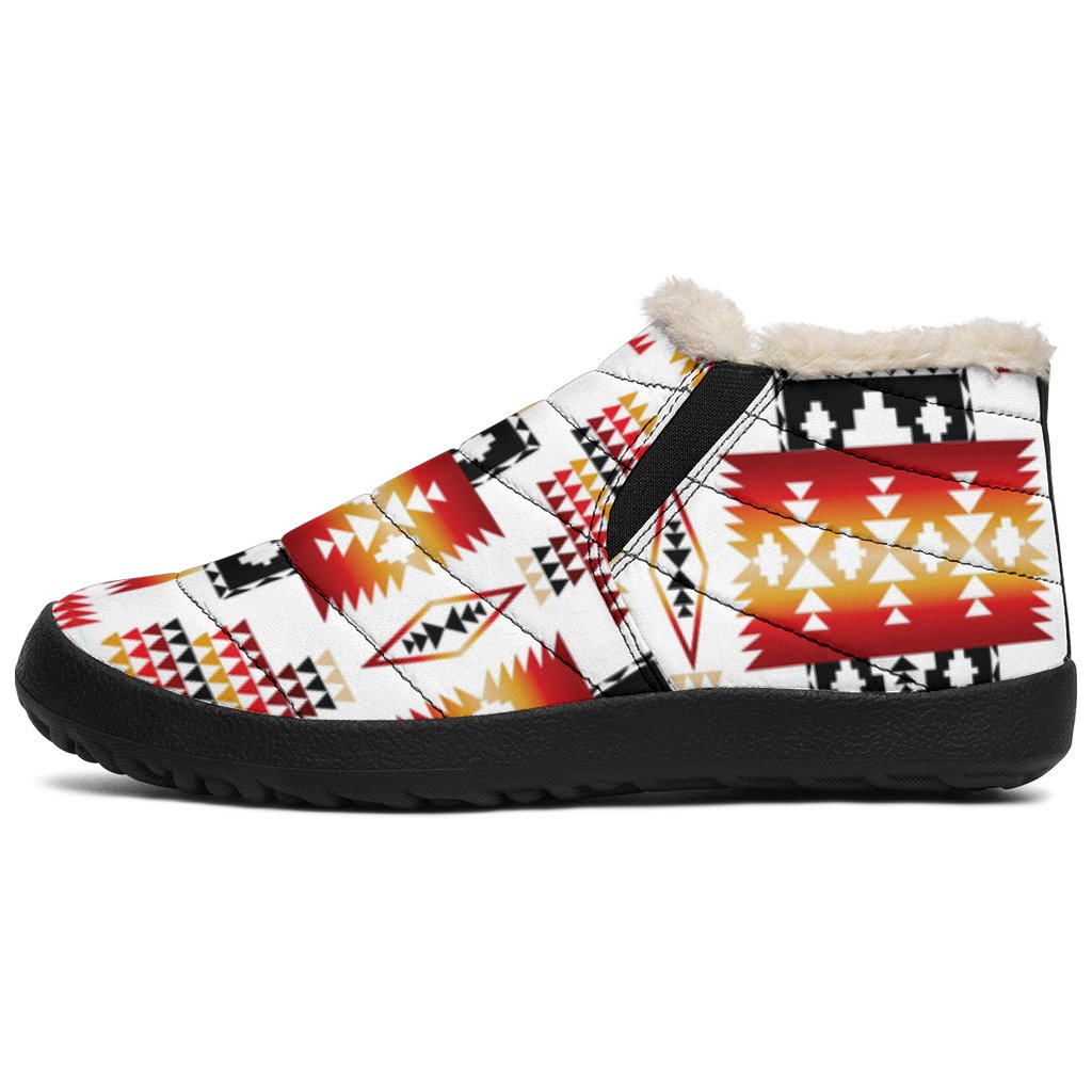 White Native Tribes Pattern Native American Winter Sneakers - Powwow Store