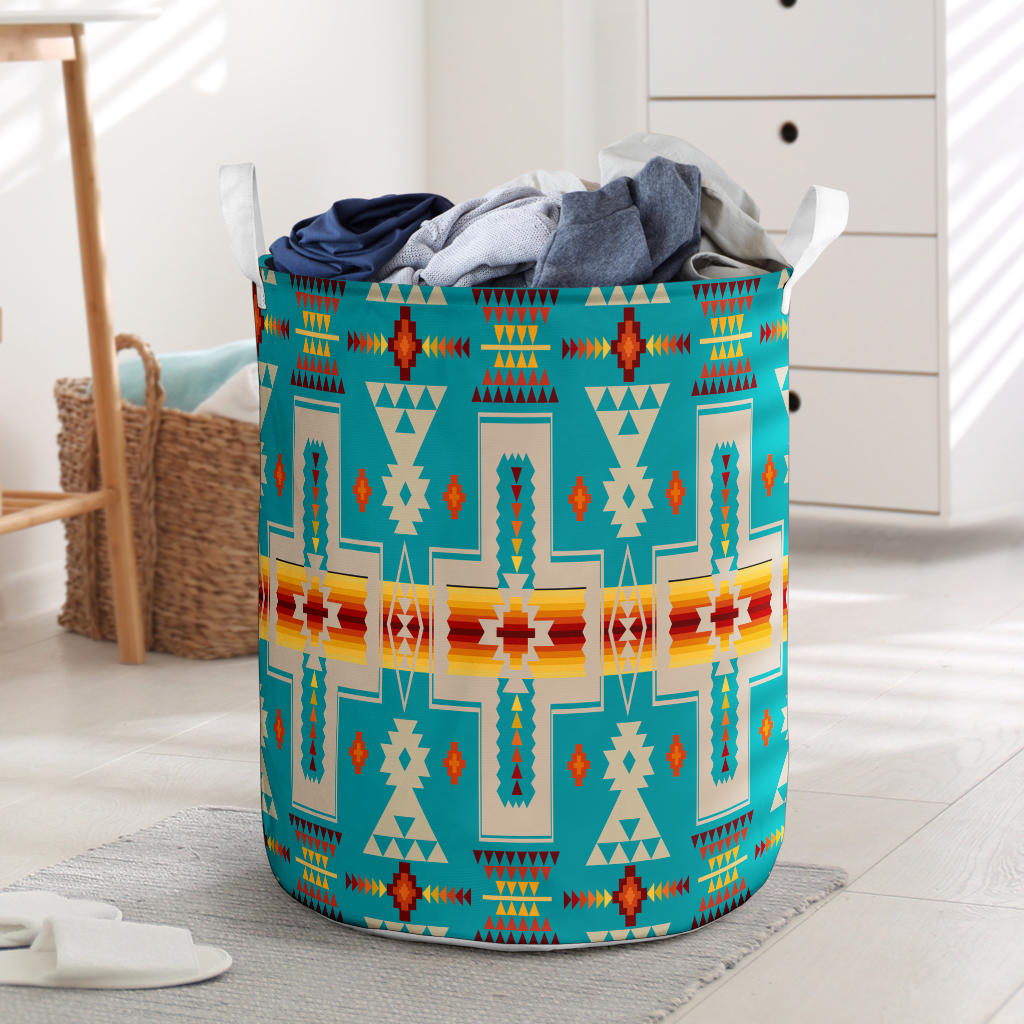 GB-NAT00062-05 Turquoise Tribe Design Laundry Basket
