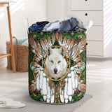 Powwow StoreGBNAT00639 Mandala Wolf Native Laundry Basket