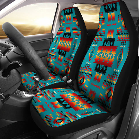 GB-NAT00046-14 Blue Native Tribes Pattern Native American Car Seat Covers
