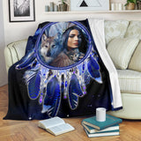 Powwow Store gb nat00355 native girl dream catcher blue galaxy blanket