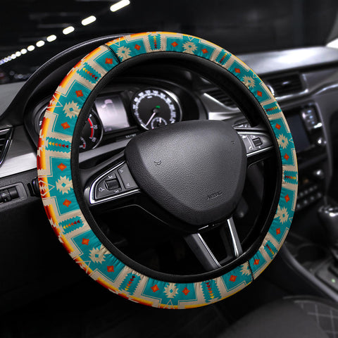 GB-NAT00062Turquoise Tribe Design Steering Wheel Cover