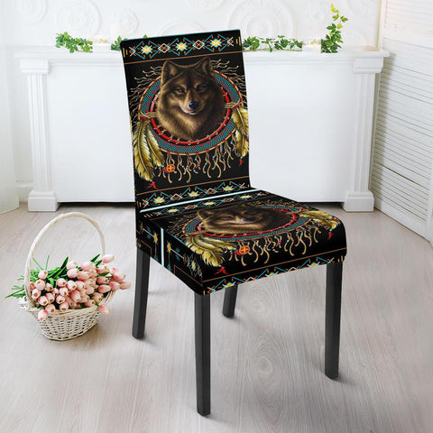 Wolf Dreamcatcher Native American Dining Chair Slip Cover