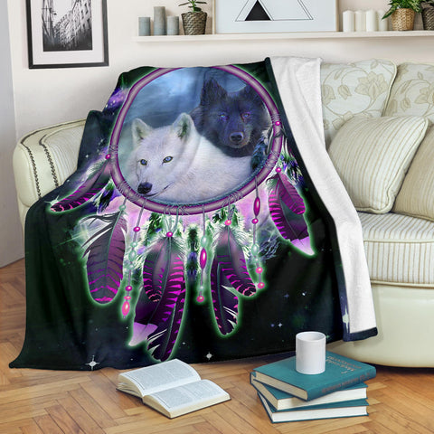 Powwow Store gb nat00392 wolves purple galaxy blanket