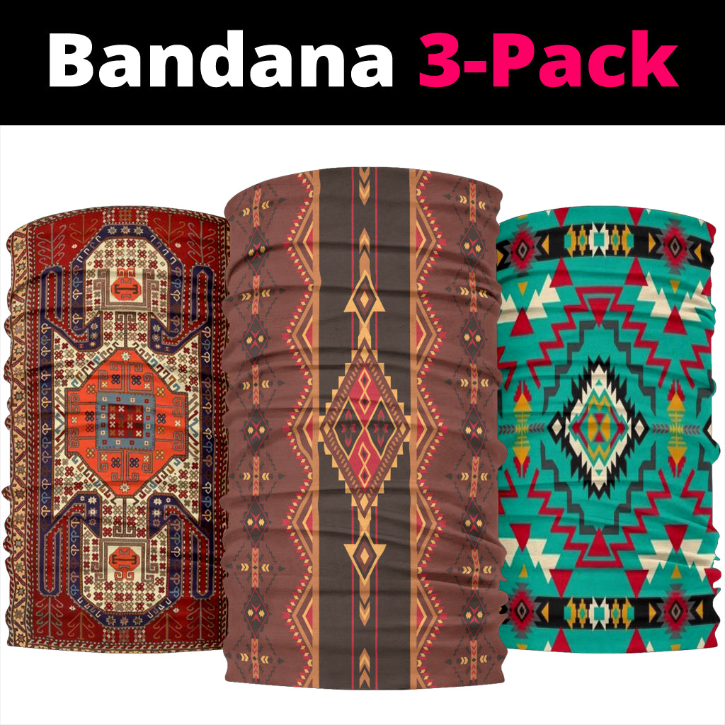 Ethnic Seamless Pattern Aztec Bandana 3-Pack NEW