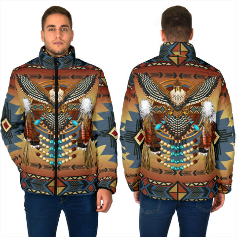 Powwow StoreGBNAT0005702 Southwest Blue Men's Padded Jacket