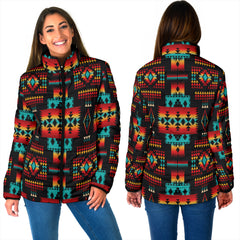 GB-NAT00046-02 Black Native Tribes Pattern Women's Padded Jacket New