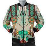 Powwow Store gb nat00069 02 green pattern breastplate mens bomber jacket