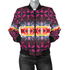 GB-NAT00653 Pattern Purple Native Women's Bomber Jacket