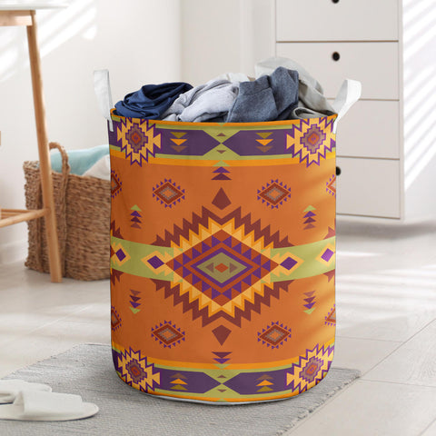 Powwow StoreGBNAT00738 Pattern Native American Laundry Basket