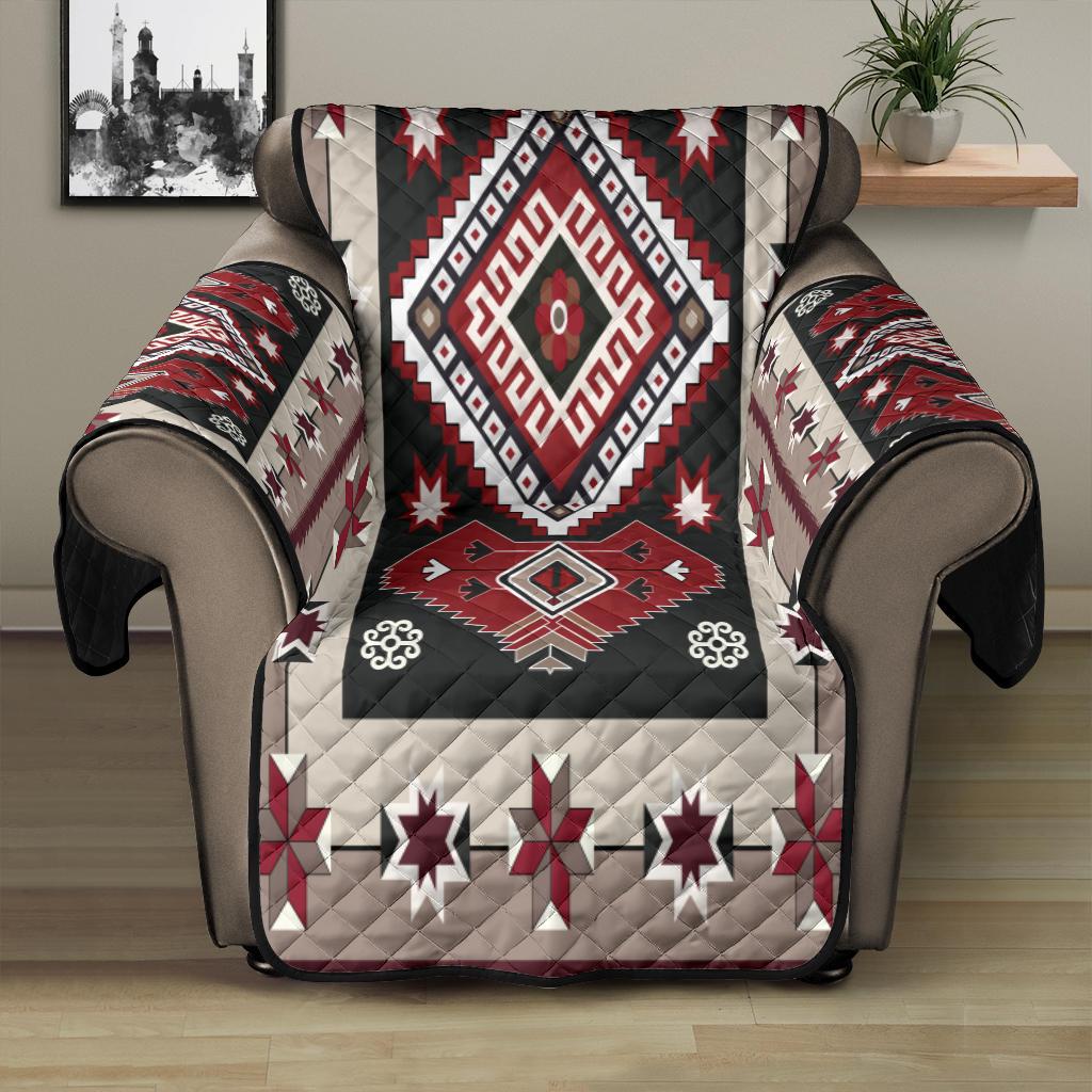 Gray Red Pattern Native American 28" Recliner Sofa Protector