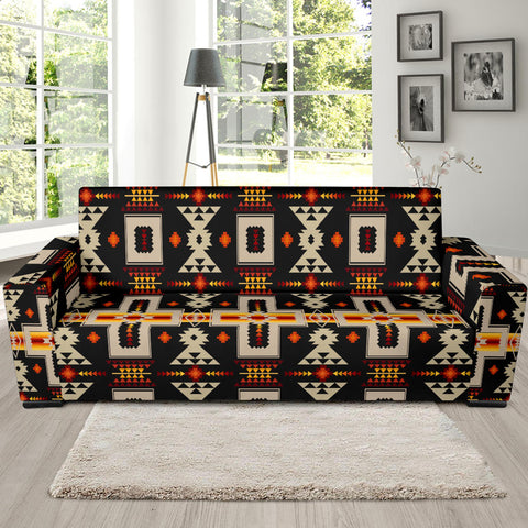 GB-NAT00062-01 Black Tribe Design Native 90" Sofa Slip Cover