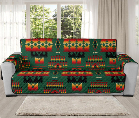 Green Tribal Native American 78 Chair Sofa Protector - Powwow Store