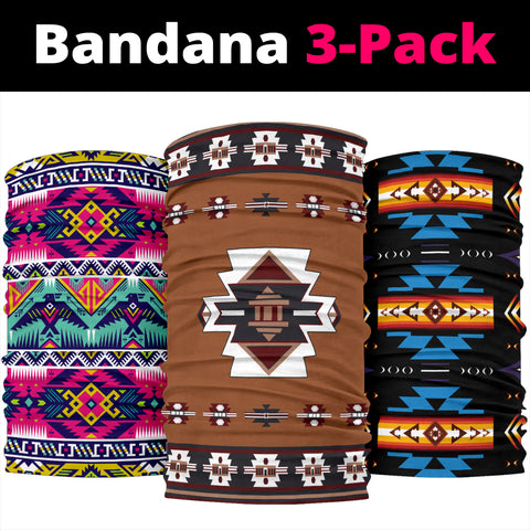 United Tribes Native American Deisgn Bandana 3-Pack New
