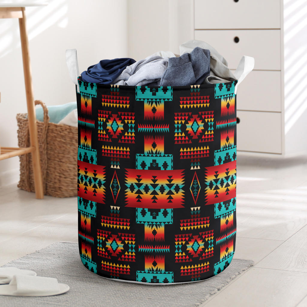 Powwow Store gb nat00046 02 black native tribes pattern laundry basket 1