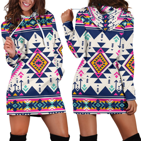 Powwow Store gb nat00316 pink pattern native american hoodie dress