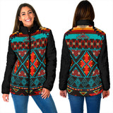 Powwow StoreGBNAT00112 Dark Brown Red Pattern Women's Padded Jacket