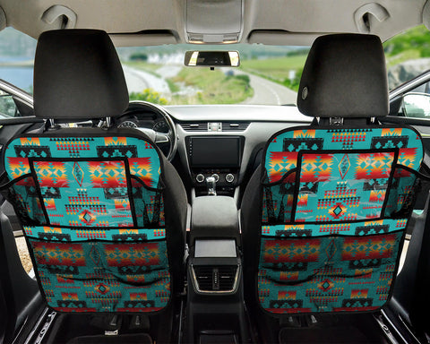 Powwow StoreGBNAT0004601 Blue Native Tribes Pattern Car Back Seat Organizers