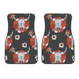 Bison Red Rose Native American Front Car Mats (Set Of 2) - ProudThunderbird