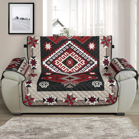 Gray Red Pattern Native American Chair Sofa Protector - Powwow Store