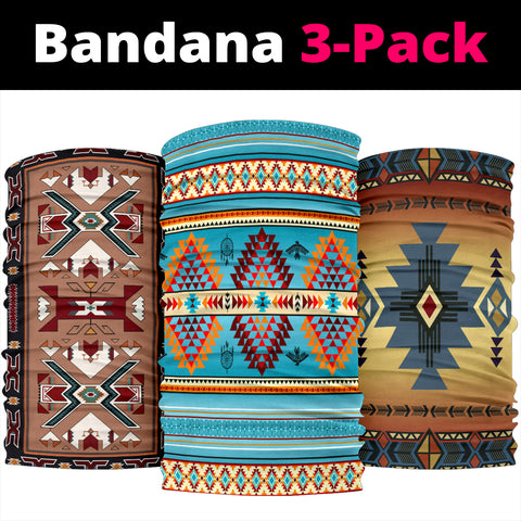 Geometry Pattern Turquoise Native American Bandana 3-Pack New