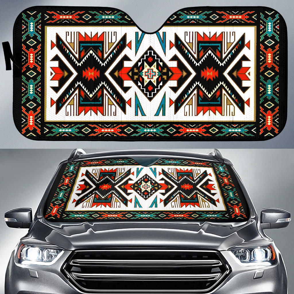 Tribal Colorful Pattern Native American Pride 3D Auto Sun Shades GB-NAT00049-SUNS01 - Powwow Store
