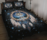 Galaxy Dreamcatcher Wolf Native American Quilt Bed Set - Powwow Store