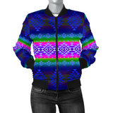 GB-NAT00680-04 Pattern Blue Native Women's Bomber Jacket